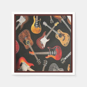 Serviette En Papier Papier Motif de guitare