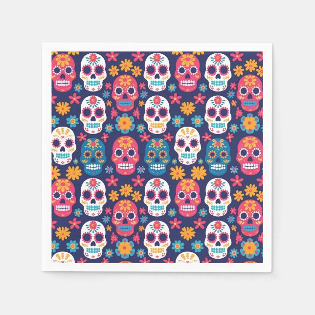 Serviette En Papier Papier Motif Dia de Los Muertos (Devant)