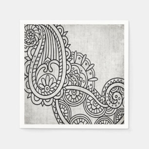 Serviette En Papier Papier Motif Gris Mehndi