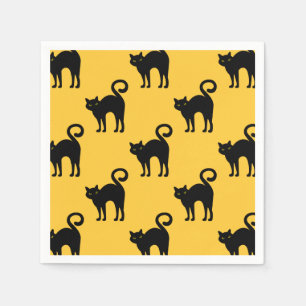 Serviette En Papier Papier Motif Halloween noir Chat