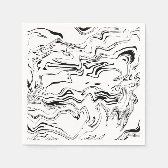 Serviette En Papier Papier Motif noir et blanc (Devant)