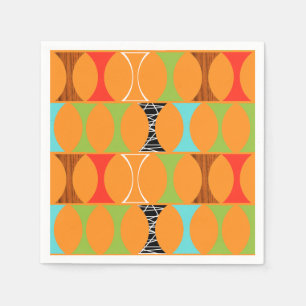 Serviette En Papier Papier Motif orange moderne du milieu du siècle