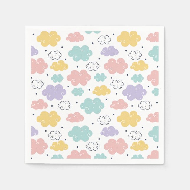 Serviette En Papier Papier Motif Pastel Kawaii Cloud (Devant)