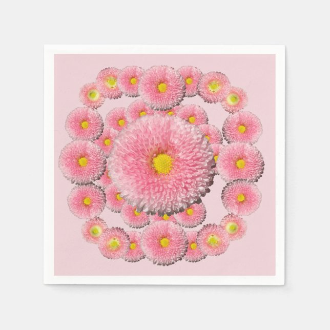 Serviette En Papier Papier Motif rose marguerite (Devant)