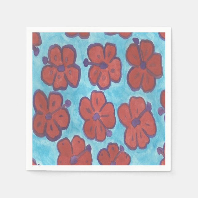 Serviette En Papier Papier Motif rouge Hibiscus (Devant)