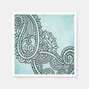 Serviette En Papier Papier Motif Turquoise Mehndi
