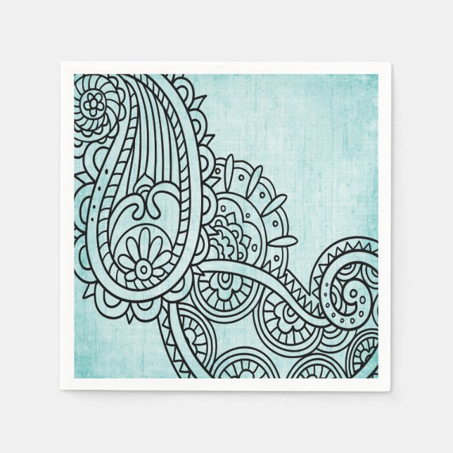 Serviette En Papier Papier Motif Turquoise Mehndi (Devant)
