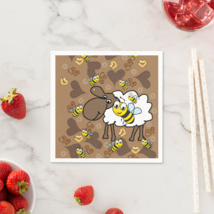 Serviette En Papier Papier, Moutons Coeurs Brown