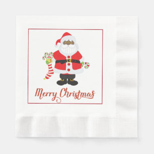 Serviette En Papier Papier Napki de Noël du père noël d'Afro-améri