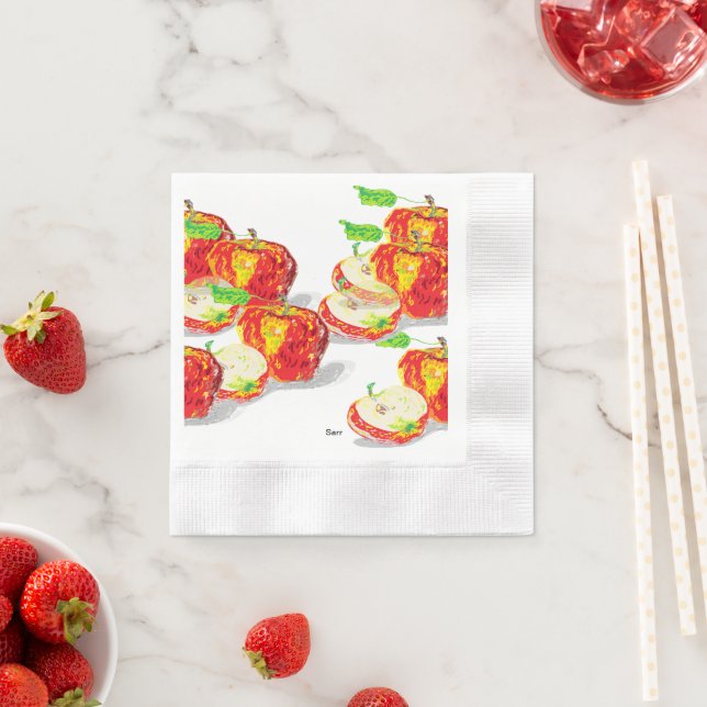 Serviette En Papier Papier Napkin : Amour des pommes (En situation)