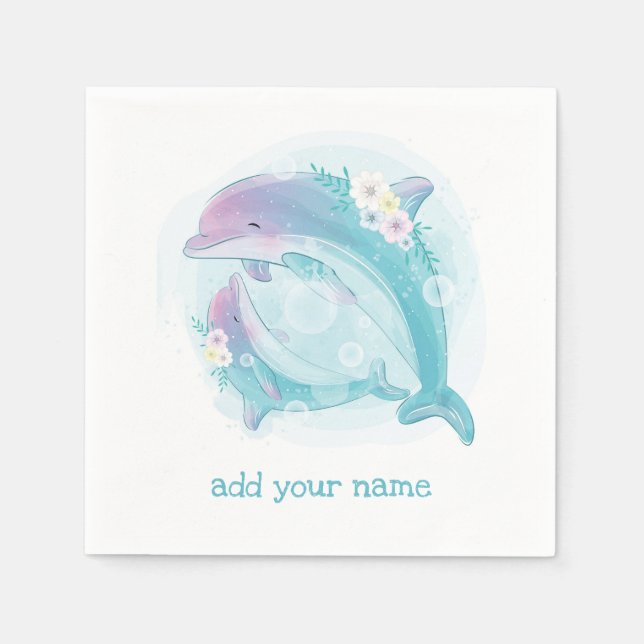SERVIETTE EN PAPIER PAPIER NAPKIN : ANNIVERSAIRE DES ENFANTS : DOLPHIN (Devant)