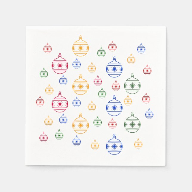 Serviette En Papier Papier Napkin - Arbre de Noël Ornements (Devant)