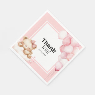 Serviette En Papier Papier Napkin Baby shower rose fille
