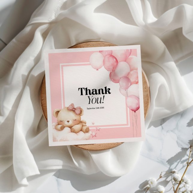 Serviette En Papier Papier Napkin Baby shower rose fille (Créateur téléchargé)