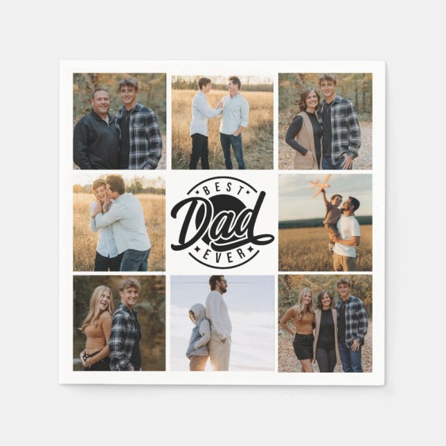 Serviette En Papier Papier Napkin "Best Papa Ever" (Devant)