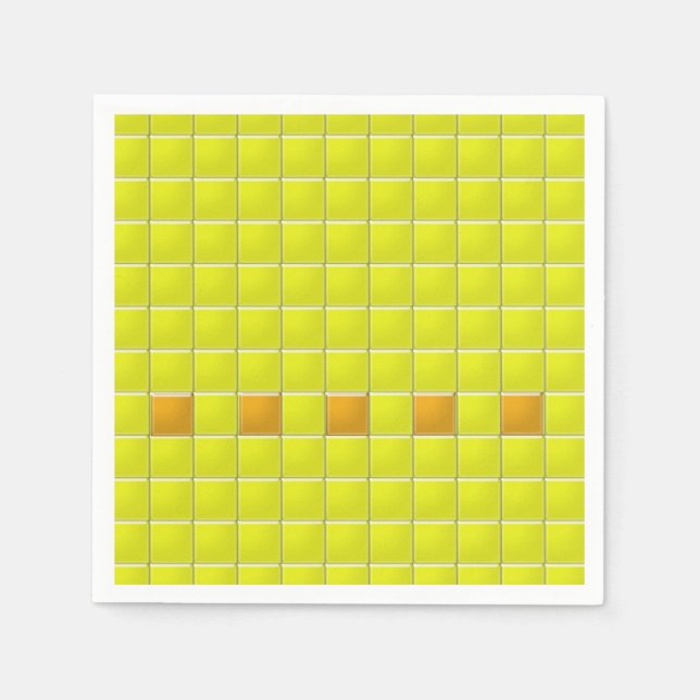 Serviette En Papier Papier Napkin - Carrés de mosaïque en Jaune (Devant)
