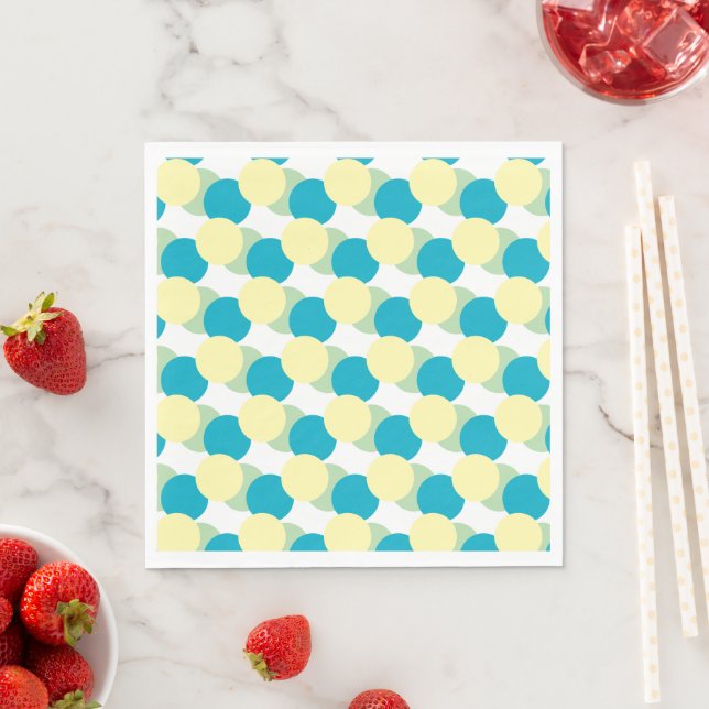Serviette En Papier Papier Napkin - Cercles pastel chevauchement (En situation)