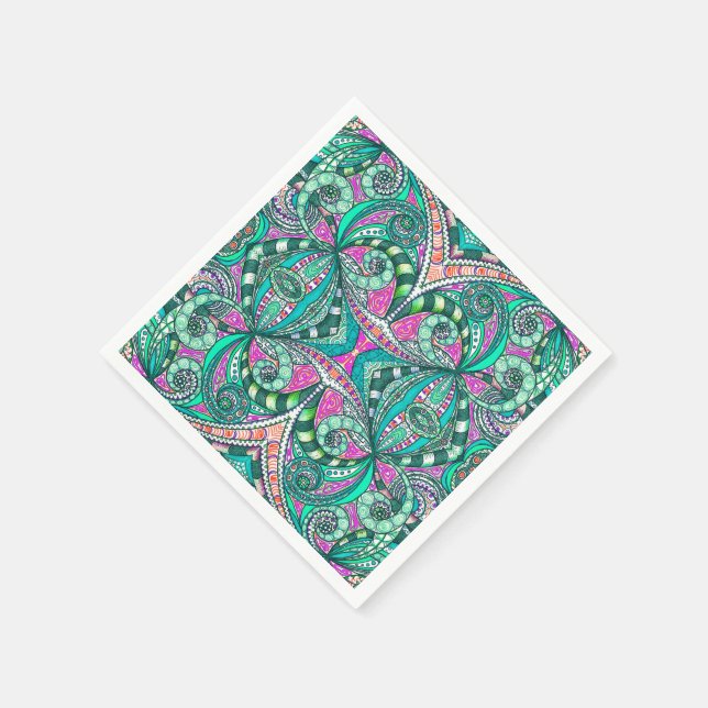 Serviette En Papier Papier Napkin Dessin Floral (Coin)