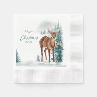Serviette En Papier Papier Napkin "Doe de Noël gracieux"