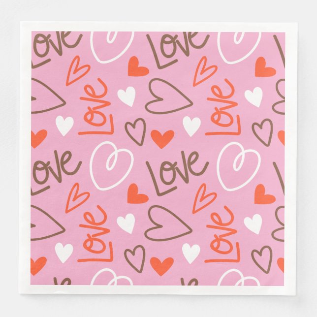 Serviette En Papier Papier Napkin en forme de coeur d'amour (Devant)