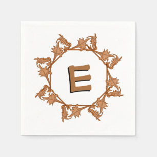 Serviette En Papier Papier Napkin - Feuilles en cercle avec initiales
