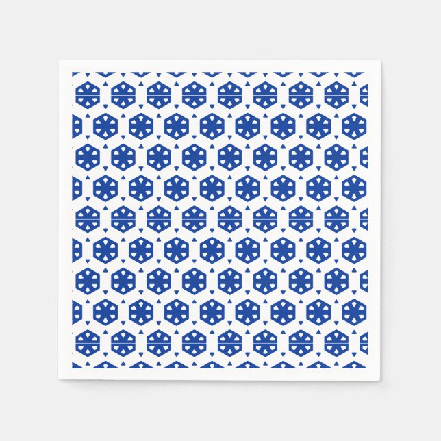 Serviette En Papier Papier Napkin - Fleurs stylisées dans les lignes (Devant)