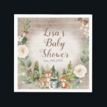 Serviette En Papier Papier Napkin Hiver Bois Animaux Blanc Floral<br><div class="desc">Bois d'hiver Animaux Floral blanc Baby shower de flocons d'argent NapkinL'expression peut être changée en n'importe quelle occasion.</div>