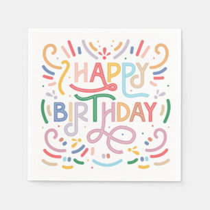 SERVIETTE EN PAPIER PAPIER NAPKIN : JOLI ANNIVERSAIRE