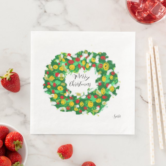 Serviette En Papier Papier Napkin : Joyeux Noël (En situation)