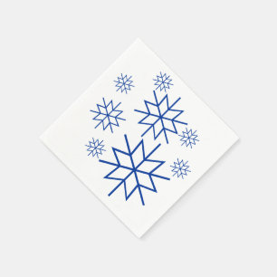 Serviette En Papier Papier Napkin - Les flocons de neige bleus