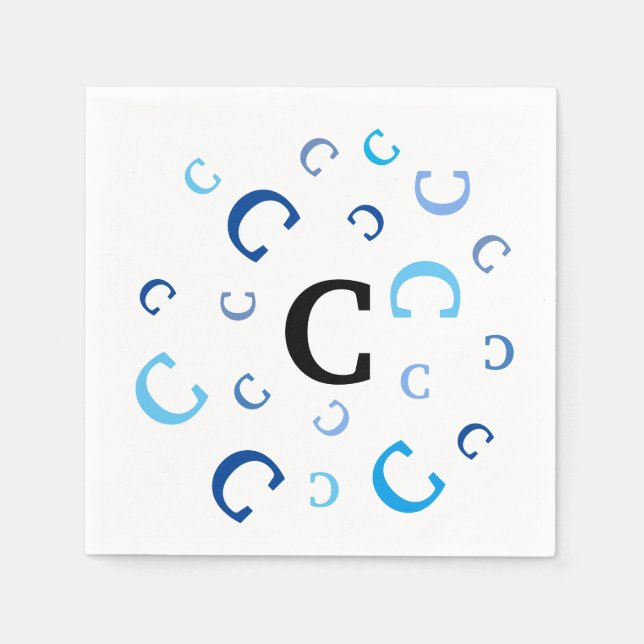 Serviette En Papier Papier Napkin - Lettres mélangées en bleu (Devant)