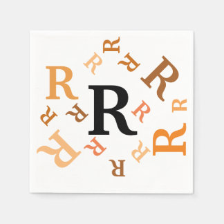 Serviette En Papier Papier Napkin - Lettres mélangées en Brown et oran