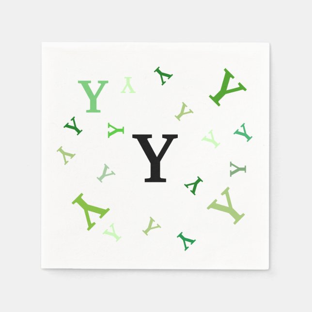 Serviette En Papier Papier Napkin - Lettres mélangées en vert (Devant)