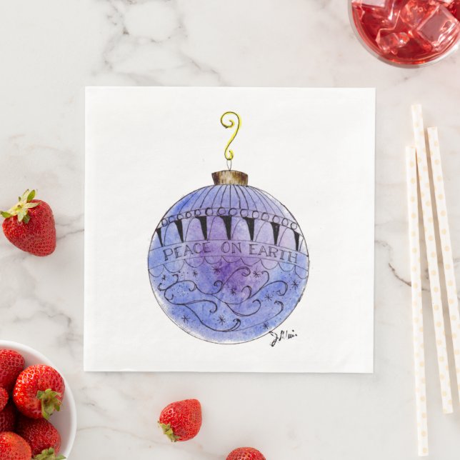 Serviette En Papier Papier Napkin - Paix sur Terre (En situation)