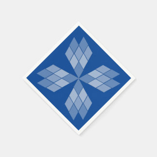 Serviette En Papier Papier Napkin - Pétales en diamant sur Bleu
