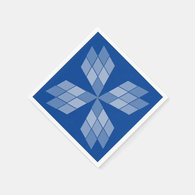 Serviette En Papier Papier Napkin - Pétales en diamant sur Bleu (Coin)