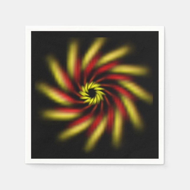 Serviette En Papier Papier Napkin - Pinwheel sur noir (Devant)