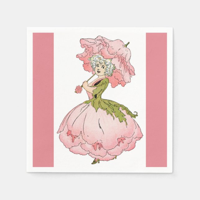 Serviette En Papier Papier Napkin rose Peony (Devant)