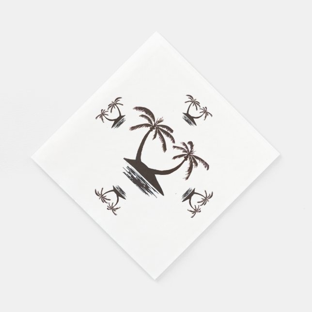 Serviette En Papier Papier Napkin - Silhouette de l'île tropicale (Coin)