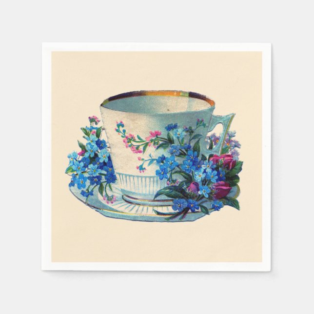 SERVIETTE EN PAPIER PAPIER NAPKIN : TEACUP VINTAGE (Devant)
