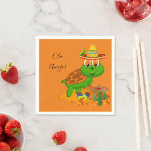 Serviette En Papier Papier Napkin, Tortue orange Sombrero Mexicaine