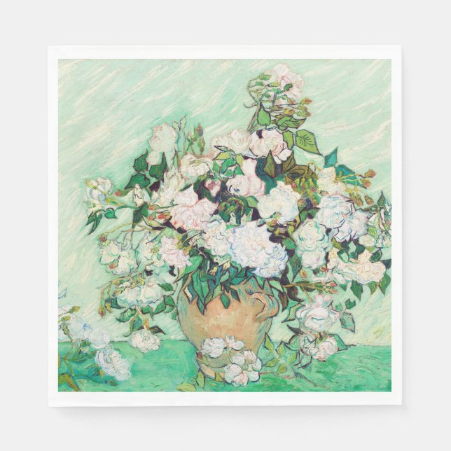 SERVIETTE EN PAPIER PAPIER NAPKIN : VAN GOGH : ROSE (Devant)