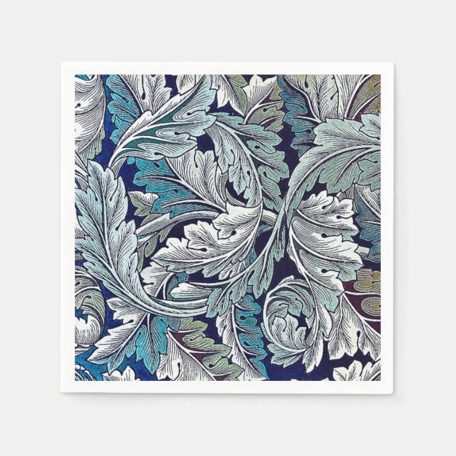 SERVIETTE EN PAPIER PAPIER NAPKIN : WILLIAM MORRIS : DESIGN FEUILLE (Devant)