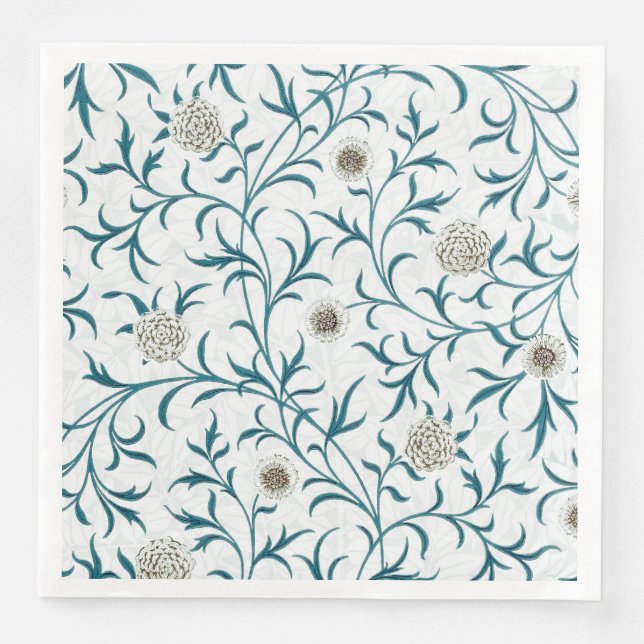 SERVIETTE EN PAPIER PAPIER NAPKIN : WILLIAM MORRIS : FLORAL (Devant)