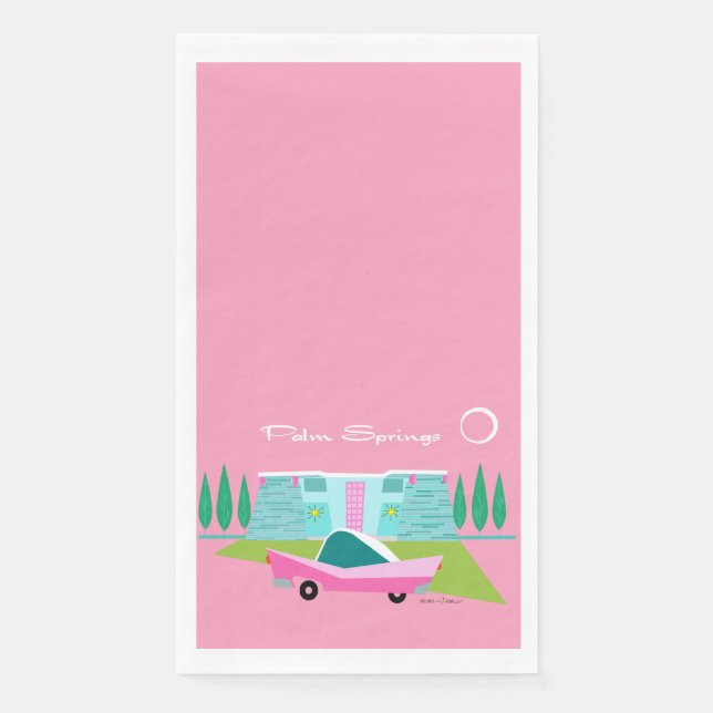Serviette En Papier Papier Napkine Retro Pink Palm Springs (Devant)