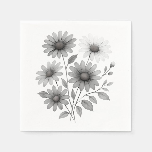 Serviette En Papier Papier Napkins 50 ct - Daisy Print - Corrine & Co (Devant)