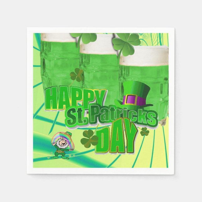 Serviette En Papier Papier Napkins Bière de la fête de St. Patrick (Devant)