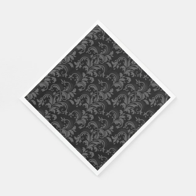 Serviette En Papier Papier Napkins-Black Flourd (Coin)