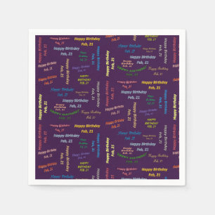 Serviette En Papier Papier Napkins Février, 21 Anniversaire