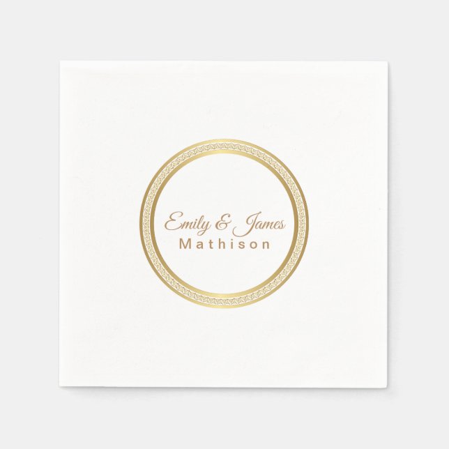 Serviette En Papier Papier Napkins-Gold Cercle éternel (Devant)